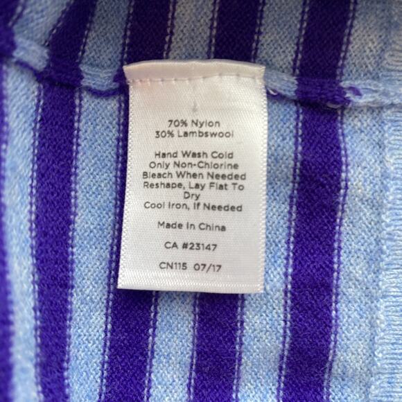 Talbot Blue and Purple Lambswool Sweater Striped Women’s Medium, Business Casual - Picture 8 of 8